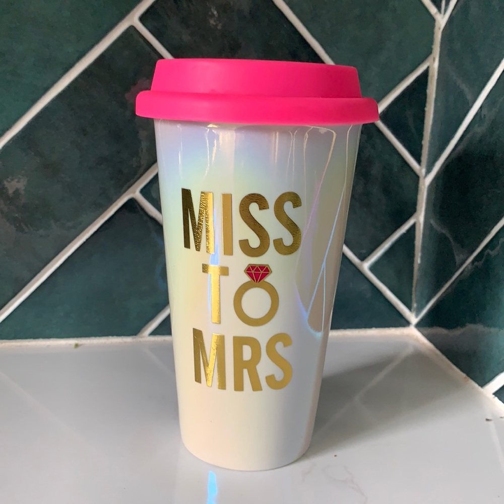 Last chance!! Miss to Mrs Iridescent Ceramic Mug w/ Silicone Lid